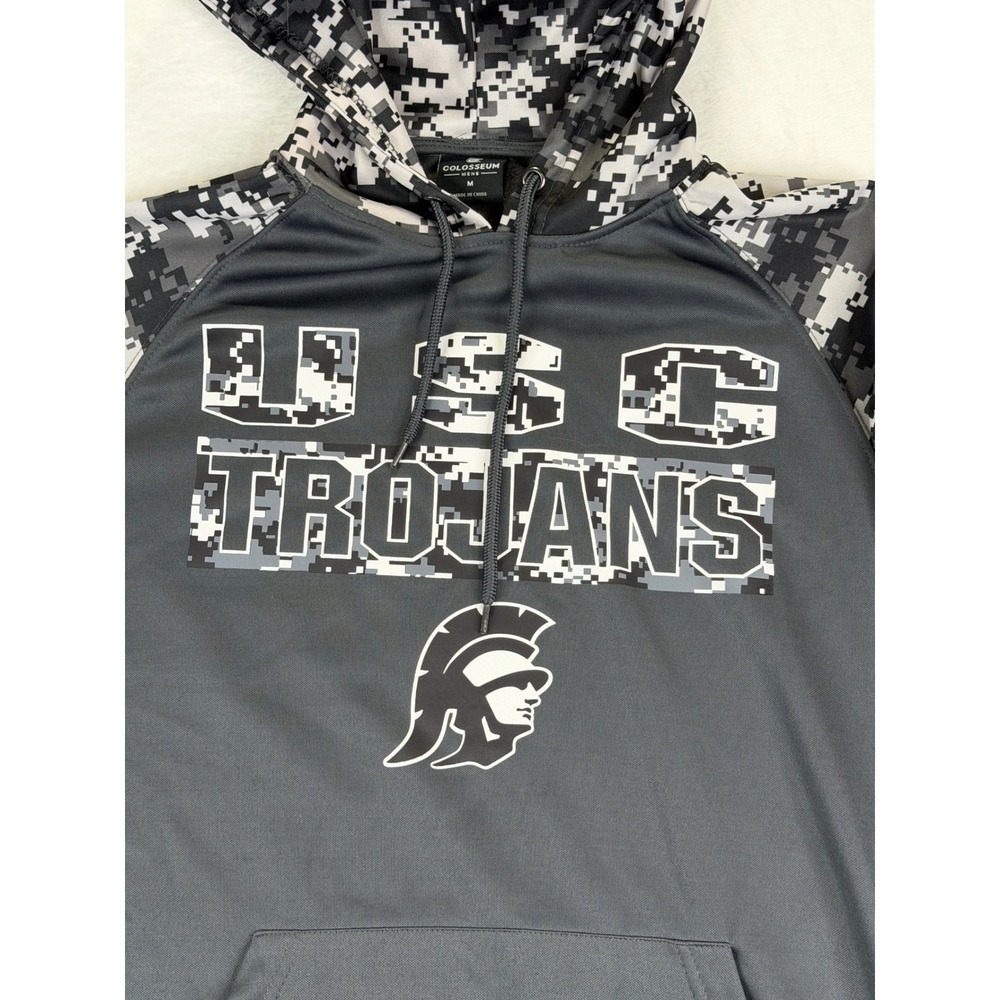 Colosseum‎ USC Trojans Mens Medium Digital Camo OHT Pullover Hoodie Grey - Picture 2 of 10
